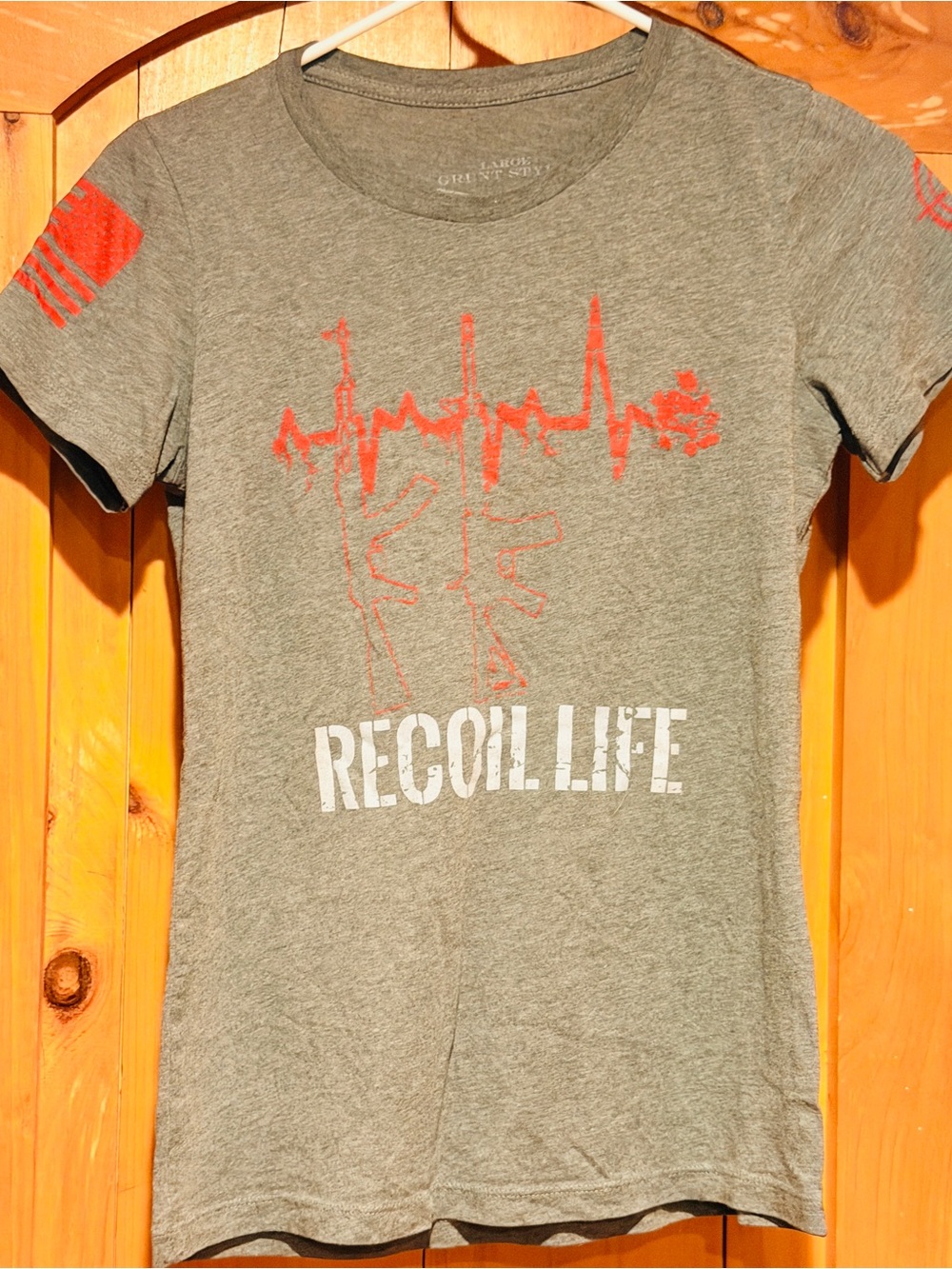 Grunt Style Gray Tee with Red Graphic - Recoil Life
